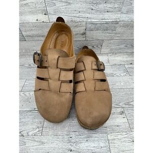 Haflinger Clogs Sandals Tan Leather Buckle Comfort Cork Footbed Women Size 37 EU